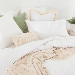 Washed Linen Look White European Pillowcase