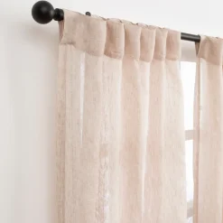 Washed Linen Natural Sheer Curtain Pair 140x250cm