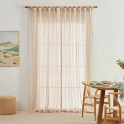 Washed Linen Natural Sheer Curtain Set of 2