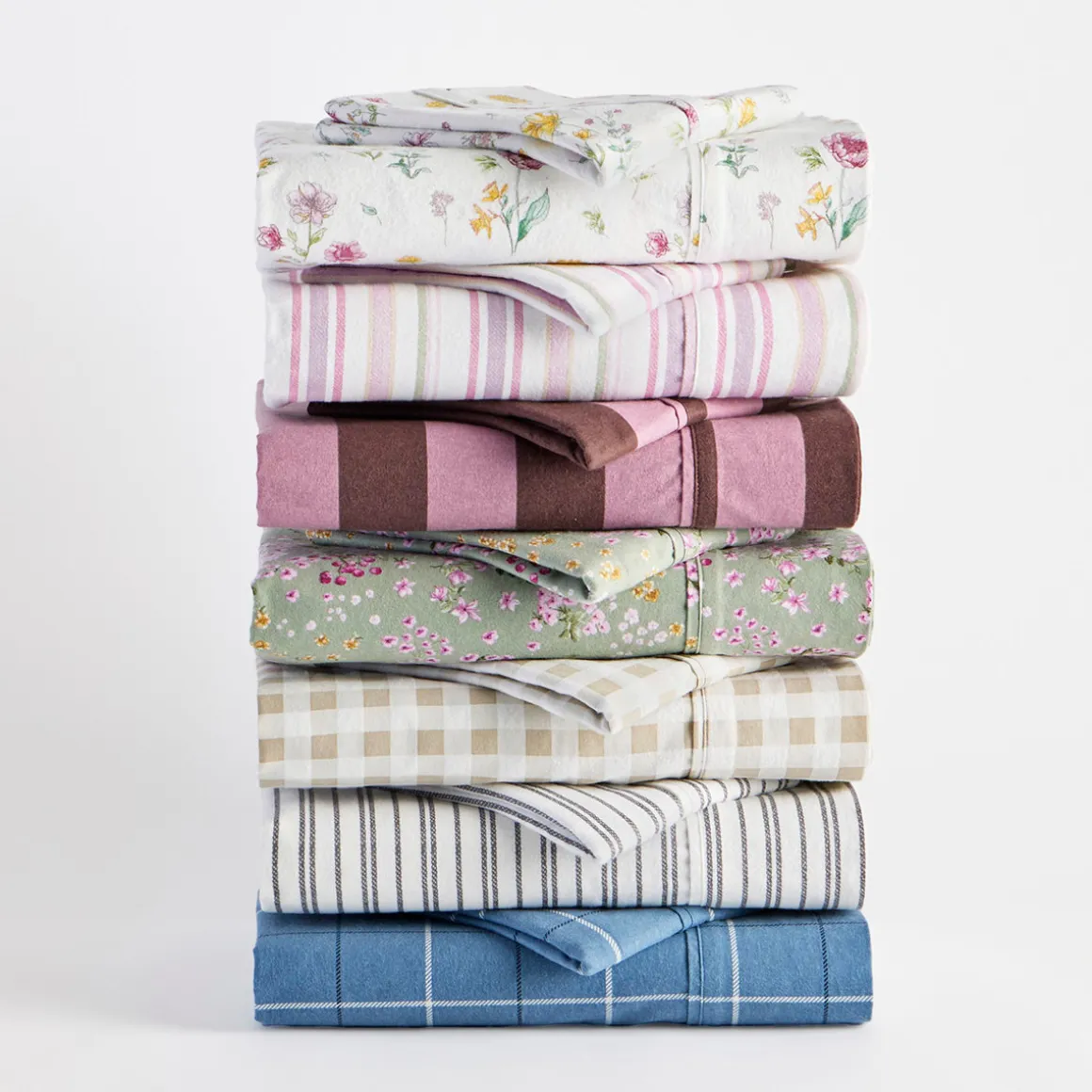 White Floral Cotton Flannelette Sheet Set