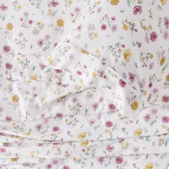 White Floral Cotton Flannelette Sheet Set