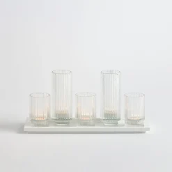 Wilder White Candle Holder on Tray